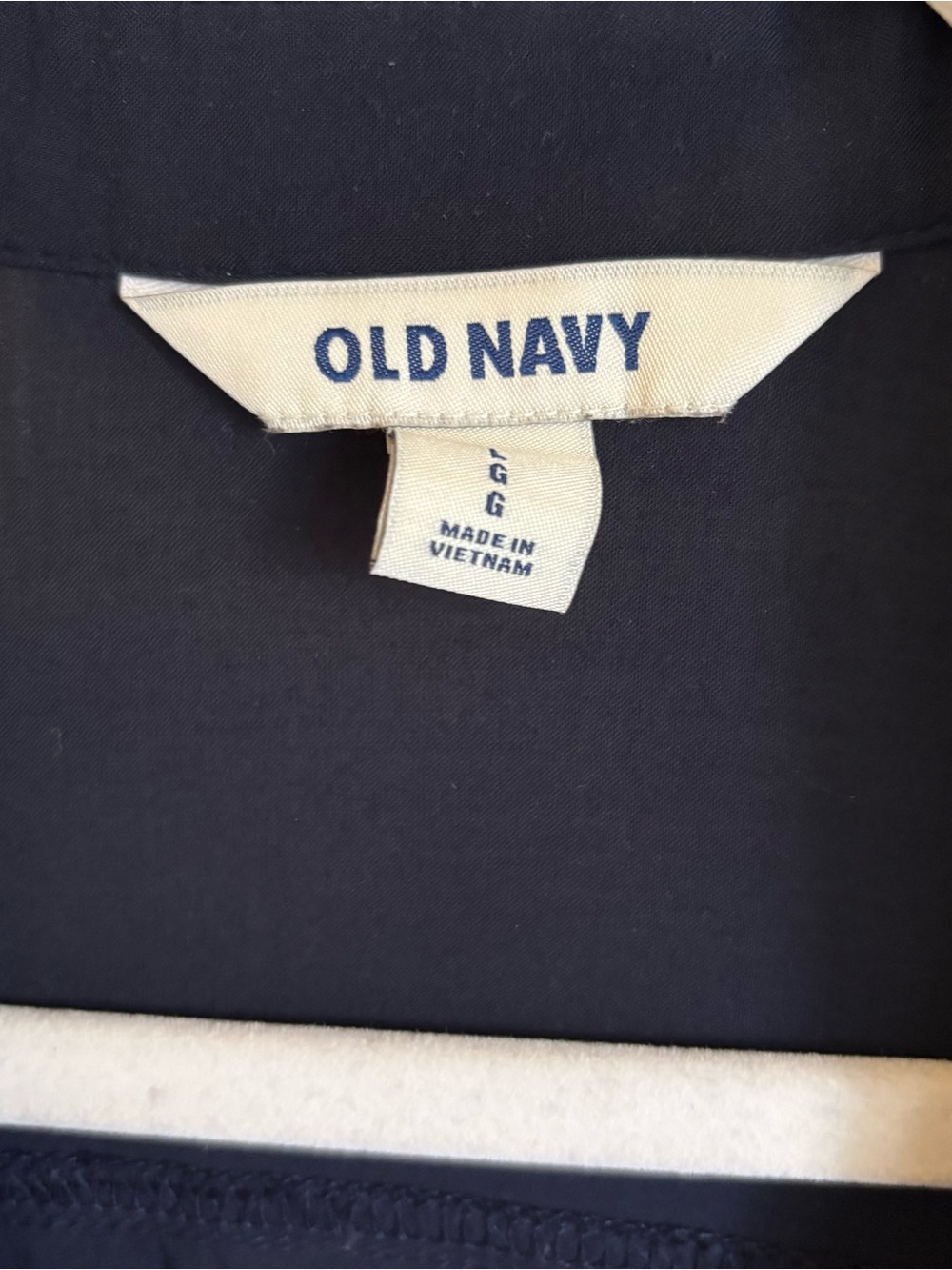 Monochrome Navy 2 Piece Button Up Blouse Dolphin Hem Mini Skirt Coastal Grandma - Picture 9 of 9